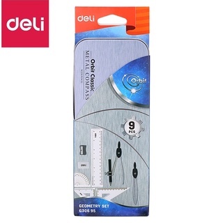Bộ dụng cụ học sinh hộp sắt 9 món Deli 30695