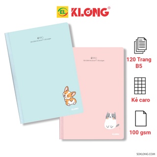Vở Caro B5 120 trang may dán gáy bìa màu pastel hiện đại MS 835