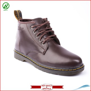[Video- Ảnh Thật] Giày Boot Nam Cổ Lửng Đế Khâu Da Trơn Màu Nâu Phong Cách - M354-NAU