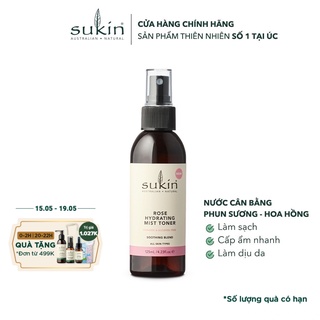 Nước Cân Bằng Dạng Phun Sương Hương Hoa Hồng Sukin Rose Hydrating Mist Toner 125ml