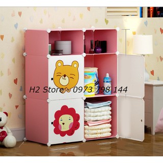 [SIÊU HOT] TỦ NHỰA LẮP GHÉP 4 Ô + 2 Ô NHỎ CỬA MÈO BAY DỄ THƯƠNG ĐỂ ĐỒ CHO BÉ ĐA NĂNG THÔNG MINH sâu 37cm