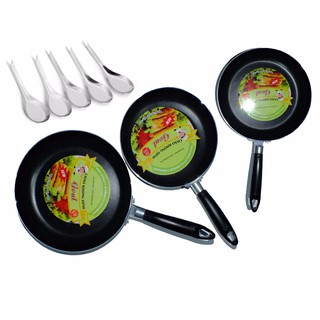 Bộ 3 chảo chống dính cao cấp Ramos goal (22-24-26cm), tặng 5 muỗng canh sen inox dày