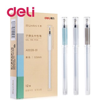 Bút Gel Nước DELI A002B - Thiết kế vỏ trong suốt ngòi 0.5mm (Mực Đen)
