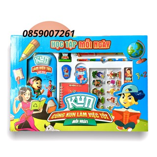 BỘ ĐỒ DÙNG HỌC TẬP KUN 9 MÓN - HÀNG KHUYẾN MÃI SỮA KUN