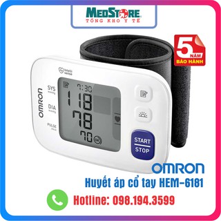 Máy Đo Huyết Áp Cổ Tay Omron HEM-6181 , bảo hành 5 năm chính hãng