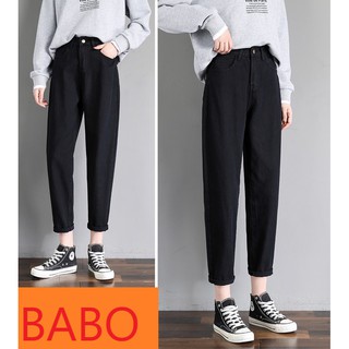 QUẦN BAGGY JEAN NỮ LƯNG CAO MÀU ĐEN LAI CUỐN CAO CẤP BABO ĐỦ SIZE S, M, L SIÊU BASIC, VẢI ĐẸP FORM CHUẨN, TÔN DÁNG
