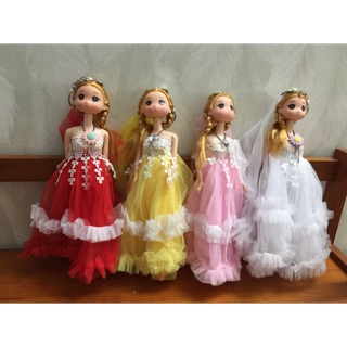 Búp bê Chibi trang phục đầm cô dâu, đội lúp duyên dáng cao 30cm