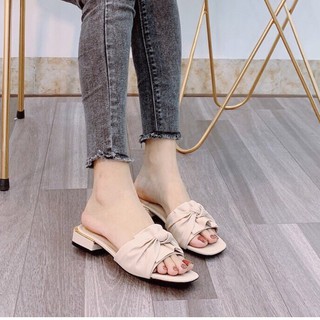Dép sục nơ nữ, dép nữ thời trang đế bệt viền đồng siêu hót trend