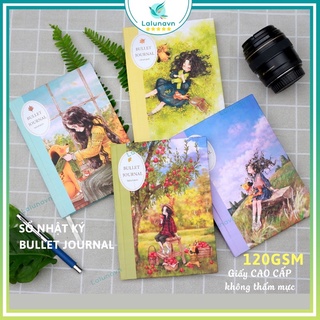 Sổ tay ghi chép nhật ký Bullet Journal thiết kế A5 planner kế hoạch Lalunavn vintage cute dễ thương - B88