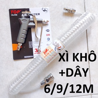 xì khô  TOP cao cấp chính hãng + dây hơi 6/9/12m, súng xịt hơi thổi bui dùng khí nén