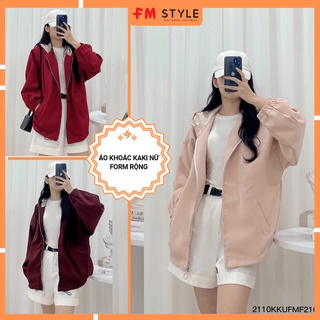 Áo khoác kaki nữ FM Style đẹp form rộng oversize chống nắng 2 lớp phong cách Ulzzang 211021511
