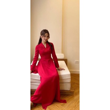  Áo dài cổ tim