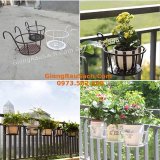 Giá (Giỏ) Móc Treo Chậu Hoa Nghệ Thuật Bằng Sắt Trang Trí Ban Công Ngoài Trời