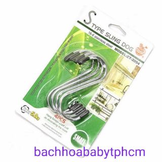 Móc treo đồ inox 1 vỉ 4 cái