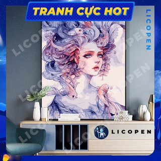 [CÓ SẴN] Tranh Tô Màu Theo Số Licopen - Tranh Cô Gái Tím MS02