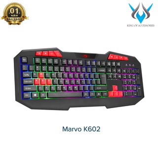 Bàn phím game Marvo K602 led đa màu - hỗ trợ 8 phím multimedia (Đen)