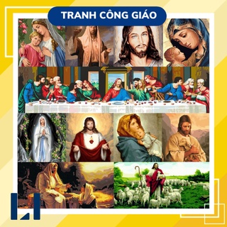 Tranh sơn dầu số hoá có khung LIM Art - Tranh tô màu theo số công giáo