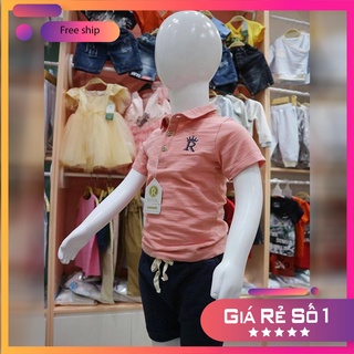 Bộ quần áo bé trai, Áo Tay Ngắn Thun Cotton màu Cam Cổ bẻ Quần thun Bé 12 tháng – 5 tuổi (RTN3811)