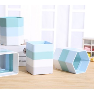 Ống cắm bút nhựa 4 tầng 4 màu dễ thương CB22 ống cắm bút lắp ghép văn phòng ống đựng bút