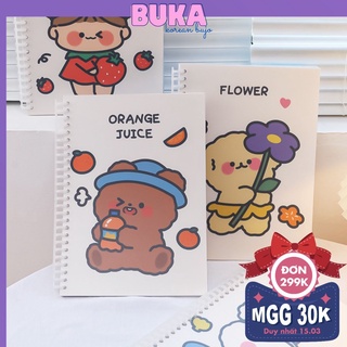 Sổ còng nhựa B5 26 lỗ hoạt hình đáng yêu có sẵn 60 trang giấy caro họa tiết DecorMe có thể refill giấy NBD2