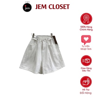 Quần Short Jean Nữ JEMCLOSET Màu Trắng   UNHA Nút Eo Co Giãn - 2708