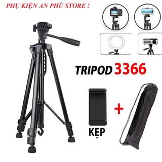 Chân Giá Đỡ Điện Thoại, Gậy chụp hình 3 chân tripod 3366 cao 1m5 có tay cầm, tặng đầu kẹp và túi đeo -  AnPhuStore