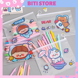 [Mã LIFEBOOK2 giảm 10% đơn 0Đ] Túi Zip Lụa A5 Họa Tiết Gấu Phi Hành Gia Siêu Dễ Thương BiTi Store