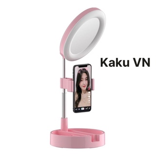 Đèn Livestream gương D1 tích hợp gương trang điểm kèm giá đỡ điện thoại để bàn có thể gấm gọn đa năng