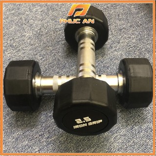 Tạ tay cao su IRON GRIP 2,5kg tập Gym( 1 đôi )
