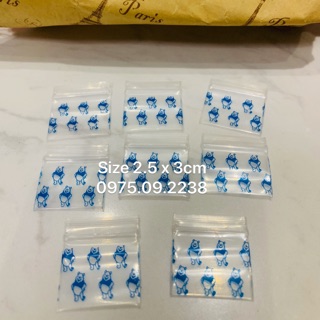 100 túi zip gấu xanh size 2.5x2.5cm