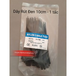 Dây Rút Nhựa Đen 10cm - 1 tấc