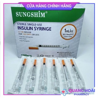 Bơm kim tiêm thẩm mỹ, Bơm kim tiêm tiểu đường Insulin u100 Sungshim Hàn Quốc 1ml