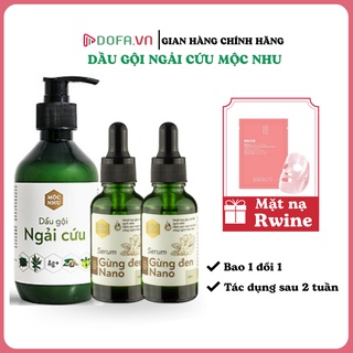 Combo 2 Serum Nano Gừng Đen và 1 Dầu Gội Ngải Cứu Mộc Nhu - Giải Pháp Cho Da Đầu Nấm Gàu