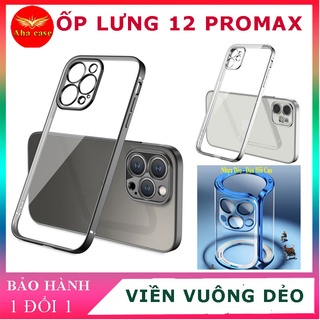 Ốp điện thoại điện thoại iPHONE 12 PROMAX viền mạ màu, Case vỏ lưng ip 12 Pro Max, dẻo trong đẹp , Mã OV