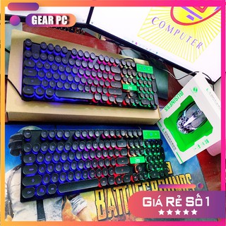 Bộ bàn phím giả cơ có dây TẶNG kèm chuột gaming - Có đèn Led 7 màu, Chơi game và dùng văn phòng - Máy Tính Báo Hồng