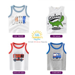 Áo sát nách bé trai 27KIDS áo ba lỗ cho bé in hình siêu ngầu chất cotton hàng xuất Âu Mỹ
