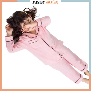 Bộ Pijama đũi Dài Tay Bé Trai Và Bé Gái Minky Soon Từ 6-25kg