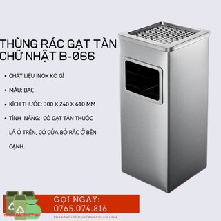 THÙNG RÁC GẠT TÀN CHỮ NHẬT INOX CHẮC CHẮN B-066