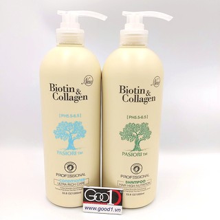 Cặp Gội Xả Biotin Colagen Trắng 1000ml Italy