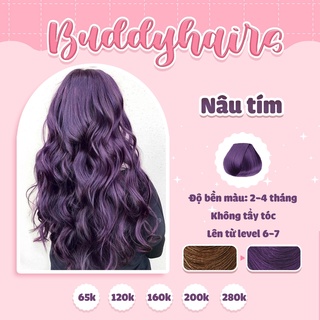 Thuốc nhuộm tóc NÂU TÍM không cần dùng thuốc tẩy tóc buddyhairs tặng kèm găng tay tiện lợi