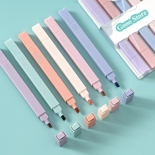 Bộ 6 bút đánh dấu Highlight Pastel vuông 1 đầu trang trí sổ siêu xinh