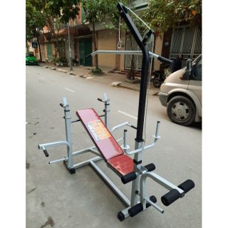 Combo ghế tập tạ đa năng Hoàng Đức Sport XUKI kèm đòn tạ 1,5m và 40kg tạ nhưa