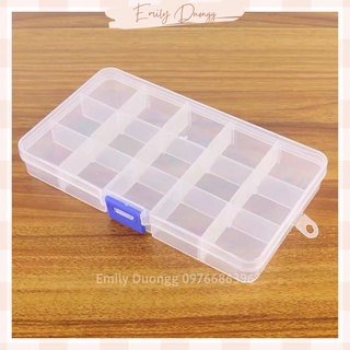 Hộp nhựa 15 ô đựng phụ kiện charm nail
