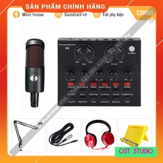 Trọn Bộ Sound Card V8 Micro TH2068 . Âm Thanh Cực Hay , Livestream Bigo , Facebook , Tik Tok . Lắp Đặt Dễ Dàng
