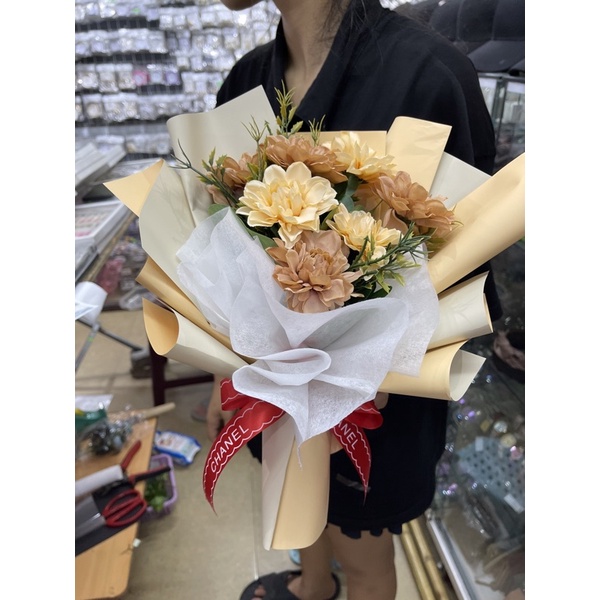 Hoa lụa bó kiểu hàn quốc ( bó ngẫu nhiên )