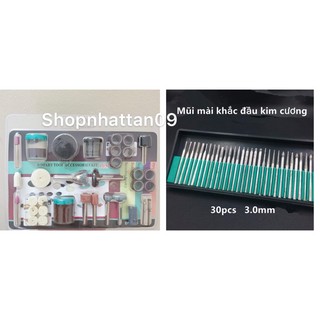 Bộ phụ kiện máy khoan mài cắt khắc đánh bóng mini cầm tay