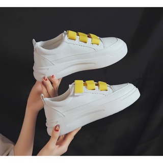 GIÀY THỂ THAO NỮ QUAI DÁN 2 MÀU VÀNG + CAM CỰC XINH CHẤT DA MỀM ĐẾ CAO SU 3CM CỰC XINH CHO NỮ - T10