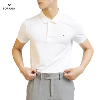 Áo Polo Nam TORANO Torano ngắn trơn bo màu trắng gân thêu logo2 TP301