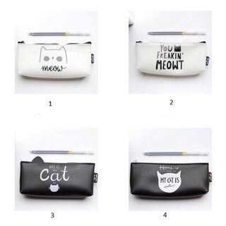 Bóp viết, túi bút học sinh mewt cat, kích thước 21x6 cm, chất liệu da simili không thấm nước SakuraShop