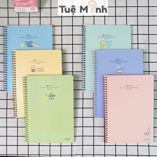 Vở Klong B5 Caro 80/120/200 trang bìa nhựa lò xo kép bìa màu Pastel - tập sổ Klong